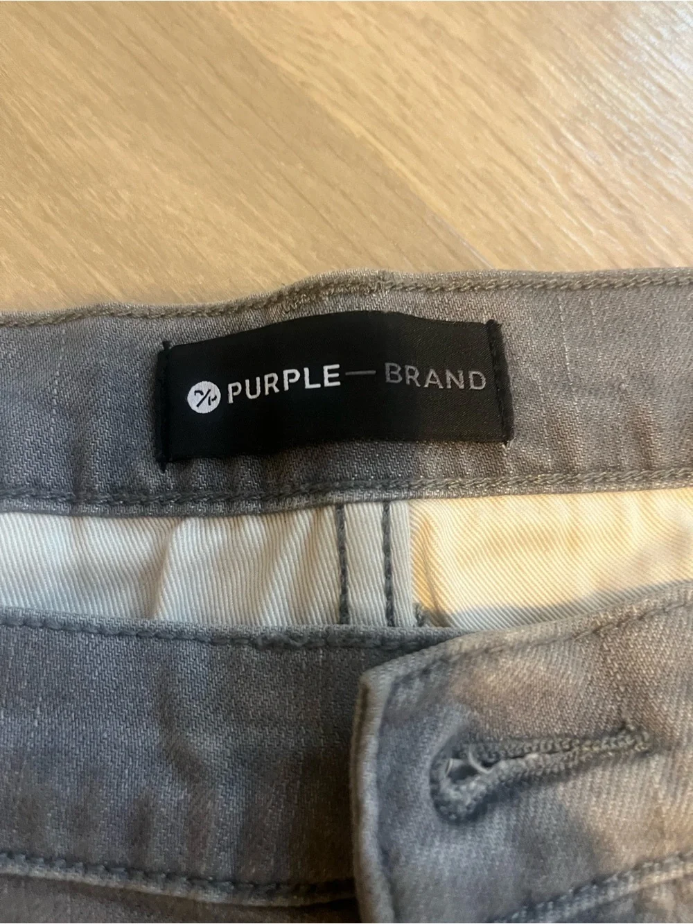 Men's Purple Brand Slim Straight Distressed Paint-Splatter‎ Jeans - Gray